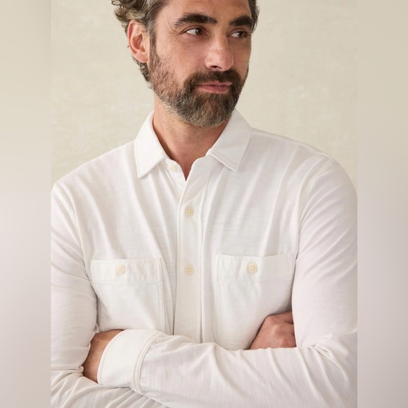 Faherty Sunwashed Knit Shirt, White - S - Picture 4 of 10